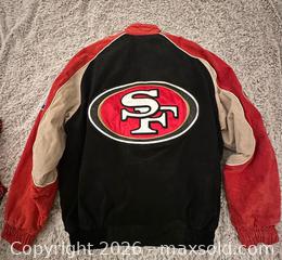 MaxSold Auction: San Francisco 49ers Suede Varsity Zip-Up Jacket Medium - San Jose (California, USA) PARTNER MANAGED Estate Sale Online Auction - East Humboldt Street