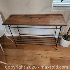 MaxSold Auction:  Walnut Top Console Table — Black Metal Frame & Lower Shelf - Roseville (California, USA) PARTNER MANAGED Moving Online Auction - Jennifer Circle