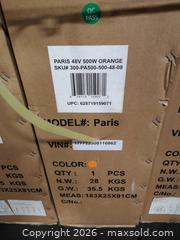 MaxSold Auction: Daymak Paris Deluxe - 500W 48V Low-Step E-Bike w/Pedal Assist - Orange - (See description & pics) (30) - Toronto (Ontario, Canada) SELLER MANAGED Reseller Online Auction - Curity Avenue