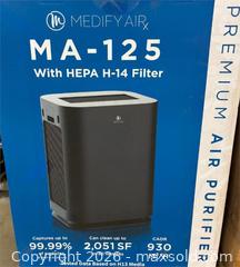 MaxSold Auction: Medify MA-125 Air Purifier with True HEPA H14 Filter | 4,102 ft² Coverage in 1hr for Smoke, Wildfires, Odors, Pollen, Pets | Quiet 99.9% Removal to 0. - Toronto (Ontario, Canada) SELLER MANAGED Reseller Online Auction - Curity Avenue