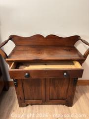 MaxSold Auction: Antique Small Solid Wood Washstand, Dark Brown - South Frontenac (Ontario, Canada) SELLER MANAGED Moving Online Auction -  Pepper Lane