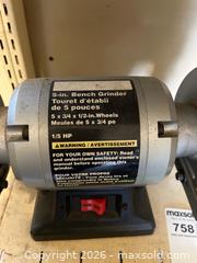 MaxSold Auction: 5-Inch Bench Grinder with 1/5 HP Motor by Mastercraft - Leeds And The Thousand Islands (Ontario, Canada) PARTNER MANAGED Downsizing Online Auction - Main Street