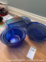 MaxSold Auction: Anchor Hocking Cobalt Blue Glass Bakeware and Mixing Bowls Set - Leeds And The Thousand Islands (Ontario, Canada) PARTNER MANAGED Downsizing Online Auction - Main Street