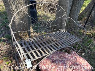 MaxSold Auction: Metal Outdoor Bench With Floral Cushions - Leeds And The Thousand Islands (Ontario, Canada) PARTNER MANAGED Downsizing Online Auction - Main Street