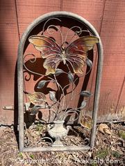 MaxSold Auction: Metal Shepard Hook and Spiral Plant Stand with Butterfly Decor Panel - Leeds And The Thousand Islands (Ontario, Canada) PARTNER MANAGED Downsizing Online Auction - Main Street