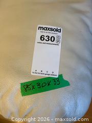 MaxSold Auction: Off-White Leather Three-Seat Sofa with Decorative Throw Pillows - Leeds And The Thousand Islands (Ontario, Canada) PARTNER MANAGED Downsizing Online Auction - Main Street