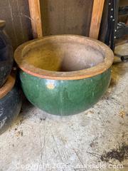 MaxSold Auction: Three Large Ceramic Glazed Planters in Blue and Green - Leeds And The Thousand Islands (Ontario, Canada) PARTNER MANAGED Downsizing Online Auction - Main Street