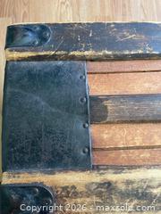 MaxSold Auction: Wood and Metal-Banded Steamer Trunk with Interior Lining - Leeds And The Thousand Islands (Ontario, Canada) PARTNER MANAGED Downsizing Online Auction - Main Street
