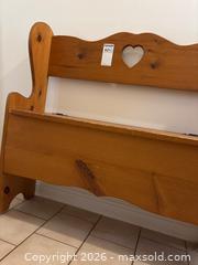 MaxSold Auction: Wooden Bench with Heart Cutout and Storage Compartment - Leeds And The Thousand Islands (Ontario, Canada) PARTNER MANAGED Downsizing Online Auction - Main Street