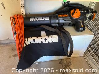 MaxSold Auction: Worx WG509 TRIVAC Electric Leaf Blower/Mulcher/Vacuum with Collection Bag and Cord - Leeds And The Thousand Islands (Ontario, Canada) PARTNER MANAGED Downsizing Online Auction - Main Street