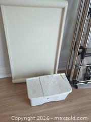 MaxSold Auction: Folding Metal Clothes Drying Rack with Storage Bin & Tray - Central Saanich (British Columbia, Canada) PARTNER MANAGED Moving Online Auction - Polo Park Crescent