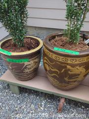 MaxSold Auction: Set of 2 Glazed Ceramic Asian Dragon Planters, Brown & Gold - Central Saanich (British Columbia, Canada) PARTNER MANAGED Moving Online Auction - Polo Park Crescent