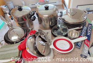 MaxSold Auction: Mixed Stainless Steel Cookware Set with Glass Lids & Accessories - Saanich (British Columbia, Canada) PARTNER MANAGED Moving Online Auction - Cordova Bay Road (CONDO)