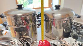 MaxSold Auction: Mixed Stainless Steel Cookware Set with Glass Lids & Accessories - Saanich (British Columbia, Canada) PARTNER MANAGED Moving Online Auction - Cordova Bay Road (CONDO)