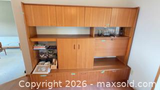 MaxSold Auction: Mid-Century Teak Wall Unit Hutch with Shelving & Drop-Front Bar - Sooke (British Columbia, Canada) PARTNER MANAGED Moving Online Auction - Firwood Place
