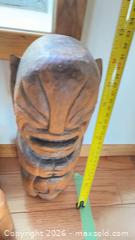 MaxSold Auction: Wooden Rustic Serving Set with Carved Tiki and Bowls - Sooke (British Columbia, Canada) PARTNER MANAGED Moving Online Auction - Firwood Place