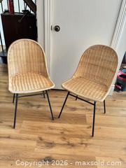 MaxSold Auction: Pair of Wicker Rattan & Metal Dining Chairs, Natural and Black - Ottawa (Ontario, Canada) SELLER MANAGED Moving Online Auction - Latour Crescent