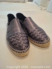 MaxSold Auction: Bottega Veneta Metallic Intrecciato Leather Espadrille Slip-Ons, Size 38, Comes with Certificate of Authenticity - Toronto (Ontario, Canada) PARTNER MANAGED Estate Sale Online Auction - Yorkville Avenue (CONDO) PART 2