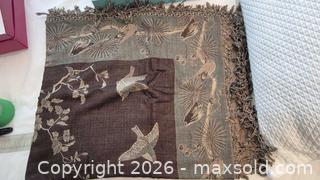 MaxSold Auction: Large Hand Made Wool/Cashmere Blend Throw with Crane & Floral Design + Tiffany storage box - Toronto (Ontario, Canada) PARTNER MANAGED Estate Sale Online Auction - Yorkville Avenue (CONDO) PART 2