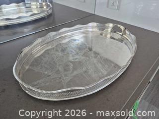 MaxSold Auction: Large Silver-Plated Oval Serving Tray w/ Gallery Edge & Cutout Handles - Toronto (Ontario, Canada) PARTNER MANAGED Estate Sale Online Auction - Yorkville Avenue (CONDO) PART 2