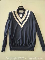 MaxSold Auction: New With Tags Valentino Navy & White V-Neck Virgin Wool Sweater, L, Comes with Certificate of Authenticity - Toronto (Ontario, Canada) PARTNER MANAGED Estate Sale Online Auction - Yorkville Avenue (CONDO) PART 2