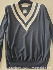 MaxSold Auction: New With Tags Valentino Navy & White V-Neck Virgin Wool Sweater, L, Comes with Certificate of Authenticity - Toronto (Ontario, Canada) PARTNER MANAGED Estate Sale Online Auction - Yorkville Avenue (CONDO) PART 2