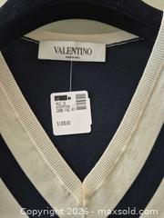 MaxSold Auction: New With Tags Valentino Navy & White V-Neck Virgin Wool Sweater, L, Comes with Certificate of Authenticity - Toronto (Ontario, Canada) PARTNER MANAGED Estate Sale Online Auction - Yorkville Avenue (CONDO) PART 2