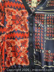 MaxSold Auction: New With Tags Valentino Navy/Red/Cream Archive Logo Silk-Panel Virgin Wool Cardigan (M), with Certificate of Authenticity - Toronto (Ontario, Canada) PARTNER MANAGED Estate Sale Online Auction - Yorkville Avenue (CONDO) PART 2