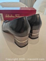 MaxSold Auction: Salvatore Ferragamo Baguette Leather Pumps Size 8 Gray/Anthracite, Comes with Certificate of Authenticity - Toronto (Ontario, Canada) PARTNER MANAGED Estate Sale Online Auction - Yorkville Avenue (CONDO) PART 2