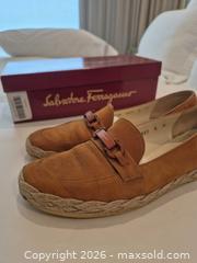 MaxSold Auction: Salvatore Ferragamo Women's Size 8 Narrow Tan/Rust Nubuck Espadrilles, Comes with Certificate of Authenticity - Toronto (Ontario, Canada) PARTNER MANAGED Estate Sale Online Auction - Yorkville Avenue (CONDO) PART 2
