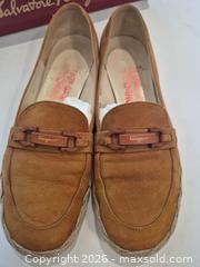 MaxSold Auction: Salvatore Ferragamo Women's Size 8 Narrow Tan/Rust Nubuck Espadrilles, Comes with Certificate of Authenticity - Toronto (Ontario, Canada) PARTNER MANAGED Estate Sale Online Auction - Yorkville Avenue (CONDO) PART 2