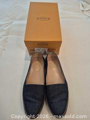 MaxSold Auction: TOD'S Navy Denim Espadrille Driving Shoes EU 38 / US 8, Comes with Certificate of Authenticity - Toronto (Ontario, Canada) PARTNER MANAGED Estate Sale Online Auction - Yorkville Avenue (CONDO) PART 2