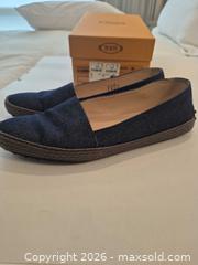 MaxSold Auction: TOD'S Navy Denim Espadrille Driving Shoes EU 38 / US 8, Comes with Certificate of Authenticity - Toronto (Ontario, Canada) PARTNER MANAGED Estate Sale Online Auction - Yorkville Avenue (CONDO) PART 2