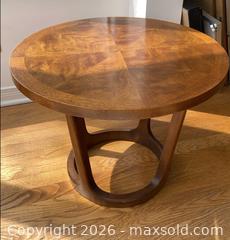 MaxSold Auction: Knechtel Mid-Century Round Solid Wood Side Table in Honey/Golden Oak - Ottawa (Ontario, Canada) PARTNER MANAGED Downsizing Online Auction - Hamelin Crescent