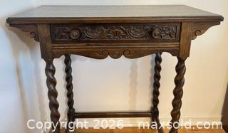 MaxSold Auction: Solid Wood Console Table, Dark Brown Oak Stain - Ottawa (Ontario, Canada) PARTNER MANAGED Downsizing Online Auction - Hamelin Crescent