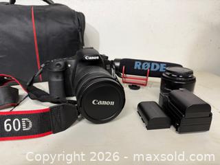 MaxSold Auction: Cannon 60D EOS with 2 lenses, 2 batteries, Rode mic - Toronto (Ontario, Canada) SELLER MANAGED Downsizing Online Auction -  Castlebury Crescent