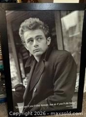 MaxSold Auction: James Dean Lot:  XL Framed Portrait, B&W Print & 32¢ Stamp - Antioch (California, USA) SELLER MANAGED Downsizing Online Auction -  Mahogany Way (STORAGE)