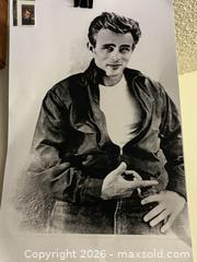 MaxSold Auction: James Dean Lot:  XL Framed Portrait, B&W Print & 32¢ Stamp - Antioch (California, USA) SELLER MANAGED Downsizing Online Auction -  Mahogany Way (STORAGE)