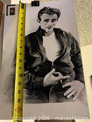 MaxSold Auction: James Dean Lot:  XL Framed Portrait, B&W Print & 32¢ Stamp - Antioch (California, USA) SELLER MANAGED Downsizing Online Auction -  Mahogany Way (STORAGE)