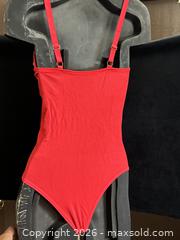 MaxSold Auction: Red Medium Lace-Up Plunge One-Piece Swimsuit - Antioch (California, USA) SELLER MANAGED Downsizing Online Auction -  Mahogany Way (STORAGE)