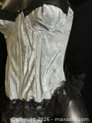 MaxSold Auction: Sabrina Satin Lace Bustier/Corset in Silver, Gray & Black - Antioch (California, USA) SELLER MANAGED Downsizing Online Auction -  Mahogany Way (STORAGE)