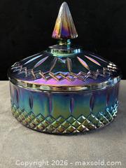 MaxSold Auction: Vintage- Indiana Glass Covered Candy Dish — Iridescent Carnival Glass w/ Lid - Antioch (California, USA) SELLER MANAGED Downsizing Online Auction -  Mahogany Way (STORAGE)