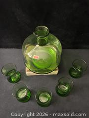 MaxSold Auction: Vintage- Italian Green Glass Decanter with 6 Glasses, 7-Piece Set - Antioch (California, USA) SELLER MANAGED Downsizing Online Auction -  Mahogany Way (STORAGE)