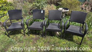 MaxSold Auction: Set of 4 Outdoor Wicker Patio Chairs – Resin Rattan Armchairs - Welland (Ontario, Canada) SELLER MANAGED Estate Sale Online Auction - East Main Street