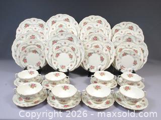 MaxSold Auction: Royal Albert Tranquillity LARGE DINNER SET Bread Salad Plates Bowls Pink Roses  - Halton Hills (Ontario, Canada) SELLER MANAGED Estate Sale Online Auction - Rexway Drive