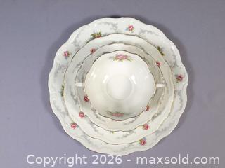 MaxSold Auction: Royal Albert Tranquillity LARGE DINNER SET Bread Salad Plates Bowls Pink Roses  - Halton Hills (Ontario, Canada) SELLER MANAGED Estate Sale Online Auction - Rexway Drive