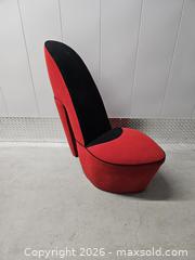 MaxSold Auction: Used Giant Red Stiletto Soft Seating Lounge Chair   - Mississauga (Ontario, Canada) SELLER MANAGED Reseller Online Auction - Platinum Drive (STORAGE)