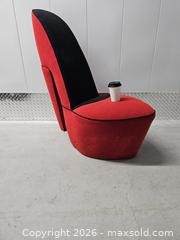 MaxSold Auction: Used Giant Red Stiletto Soft Seating Lounge Chair   - Mississauga (Ontario, Canada) SELLER MANAGED Reseller Online Auction - Platinum Drive (STORAGE)