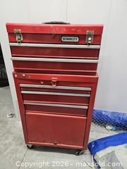 MaxSold Auction: Used Stanley Tool Red Rolling Tool Chest with Chrome Trim - Mississauga (Ontario, Canada) SELLER MANAGED Reseller Online Auction - Platinum Drive (STORAGE)