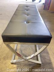 MaxSold Auction: Black Faux Leather Bench with Chrome Legs, 48–60 in - North Las Vegas (Nevada, USA) SELLER MANAGED Reseller Online Auction -  Rockpebble Avenue